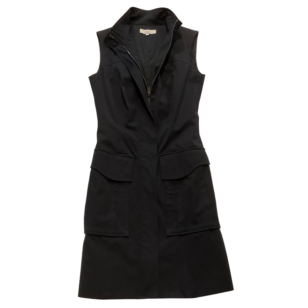 PEARL by LELA ROSE womens dress Zip front sleeveless navy blue 0 XS tailored